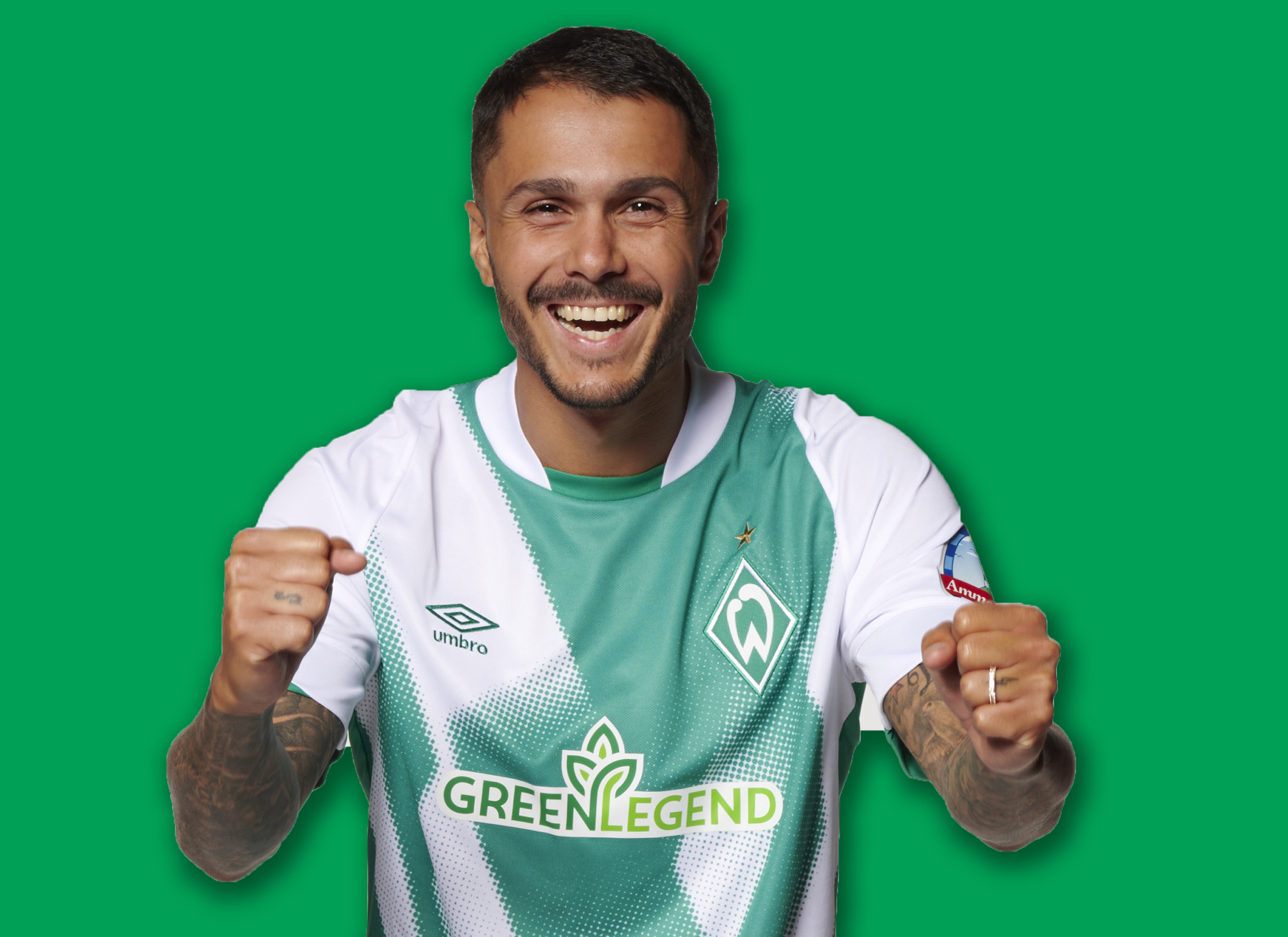 Werder trägt jetzt grüne Legenden auf der Brust: Die vegane Produkt-Marke Green Legend kommt auf das Heimtrikot